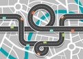 City Road Map with Streets. Vector Highway on Town