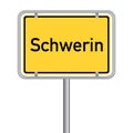 City road sign Schwerin Mecklenburg-Vorpommern, Germany on white Background