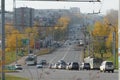 City road street on morning autumn day.