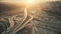 City road system sight traffic jam aerial view Royalty Free Stock Photo