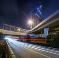 The city road under the night