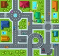 City roads and traffic streets, houses, and cars top view. Modern town infrastructure map cityscape