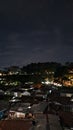 City rofftop view in the midnight of bogor city