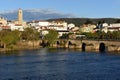 City and Romanesque bridge Mirandela, Royalty Free Stock Photo