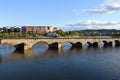 City and Romanesque bridge Mirandela, Royalty Free Stock Photo