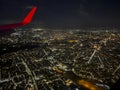 The city of Rome at night, with numerous lights, visible from the airplane window Royalty Free Stock Photo