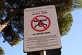 City of Rome sign prohibiting the flight of drones in several languages