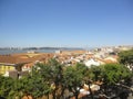 City roofs ocean trees buildings Royalty Free Stock Photo