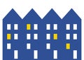 City, row houses with windows, vector web icon