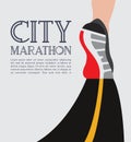 City running marathon. athlete runner feet running on road closeup. illustration vector Royalty Free Stock Photo