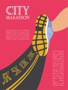 City running marathon. athlete runner feet running on road closeup. illustration vector Royalty Free Stock Photo