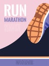 City running marathon. athlete runner feet running on road closeup. illustration vector Royalty Free Stock Photo