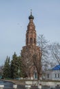 City Russian landscape with Orthodox Churches under blue cloudy sky in summer day.