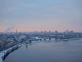 City`s skyline. Grand panorama Kiev Ukraine with cold colors.