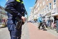 City safety. policeman in the street Royalty Free Stock Photo