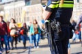 City safety. policeman in the street Royalty Free Stock Photo