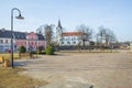 Old city center and church at Saldus, Latvia.