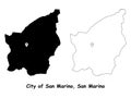 City of San Marino, San Marino. Detailed Country Map with Location Pin on Capital City.