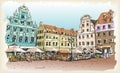 City scape drawing sketch in Poland downtown