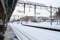 City scape of Otaru train station in winter, Japan Royalty Free Stock Photo