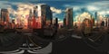 City scape, sunset in a modern city,  environment map Royalty Free Stock Photo
