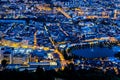 City Scene with Aerial View of Bergen Center at Night Royalty Free Stock Photo