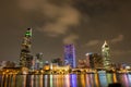 City Scene of Ho Chi Minh City's Central Business District by Night Royalty Free Stock Photo