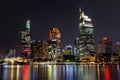 City Scene with Modern Buildings in Ho Chi Minh City's Central Business District by Night Royalty Free Stock Photo