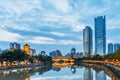 City Scenery of Anshun Bridge, Chengdu, Sichuan, China Royalty Free Stock Photo