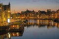 City scenic from Amsterdam in the Netherlands at sunset Royalty Free Stock Photo