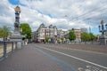 City scenic from Amsterdam at the Blauwbrug in the Netherlands Royalty Free Stock Photo