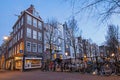 City scenic from Amsterdam at the canals in Netherlands at night Royalty Free Stock Photo