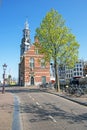 City scenic from Amsterdam with the Munt tower in the Netherlands Royalty Free Stock Photo