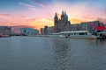 City scenic from Amsterdam in the Netherlands with the Nicolaas church