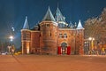 City scenic from Amsterdam in the Netherlands with the Waag building at night Royalty Free Stock Photo