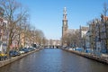 City scenic from Amsterdam at the Prinsengracht in the Netherlands Royalty Free Stock Photo