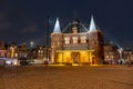 City scenic from Amsterdam with the Waag building on the Nieuwmarkt in the Netherlands