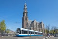 City scenic from Amsterdam with the Westerkerk in Netherlands