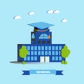 City school building vector illustration in flat style.