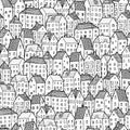 City seamless pattern in balck and white Royalty Free Stock Photo