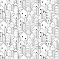 City seamless pattern in black and white is repetitive texture. Royalty Free Stock Photo