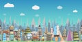 City seamless vector future cityscape with house