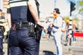 City security. policeman in the street Royalty Free Stock Photo