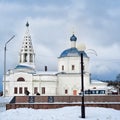 The city of Serpukhov, the old Church and memorial plaques to the fallen soldiers. Russia, Serpukhov February 8, 2016