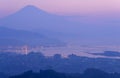 The city of Shizuoka and Mt.Fuji at dawn