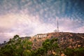 City shot of Los Angeles with Hollywood sign at night Royalty Free Stock Photo