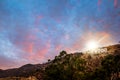 City shot of Los Angeles with Hollywood sign at night Royalty Free Stock Photo