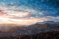 City shot of Los Angeles with Hollywood sign at night Royalty Free Stock Photo