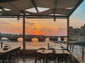 The city of Sidon in Lebanon. Sidon Sea Castle, built by the crusaders - Saida corniche and building. Sidon sea at sunset