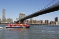 City Sightseeing boat under Brooklyn Bridge